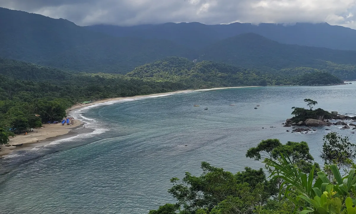 Beautiful beach surrounded by the Atlantic Forest.
